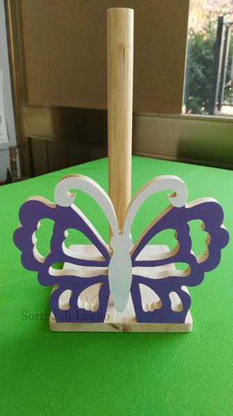 Portarotolo in legno di colore viola
